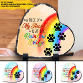 Ein Stück meines Herzens liegt an der Regenbogenbrücke – Gedenkgeschenk für Hunde – personalisiertes, individuelles Herz-Schieferfoto